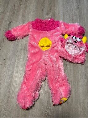 Pink Fuzzy Monster Kids Halloween Costume with Hood